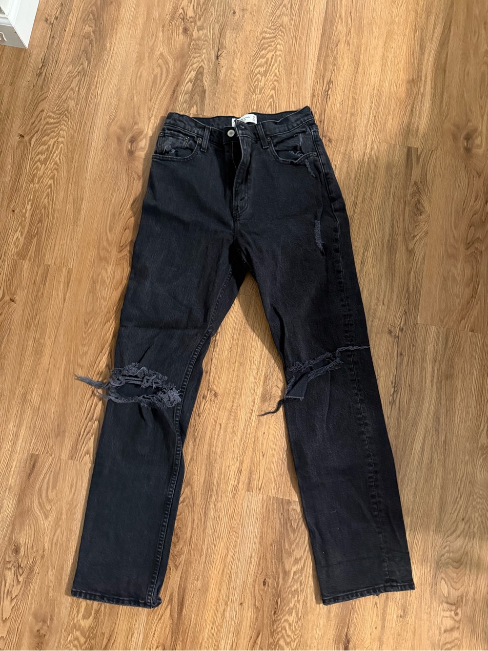 Abercrombie Black Distressed Ripped Jeans